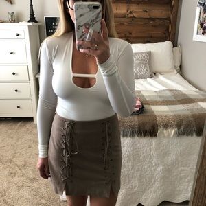 White Scoop Neck Body Suit